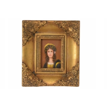 Portret Kobiety w Kręconych Włosach - Obraz Olejny Złota Zdobiona Rama