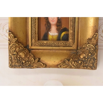 Portret Kobiety w Kręconych Włosach - Obraz Olejny Złota Zdobiona Rama