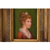 Portret Kobiety Arystokratka w Sukni - Obraz Olejny - Złota Zdobiona Rama