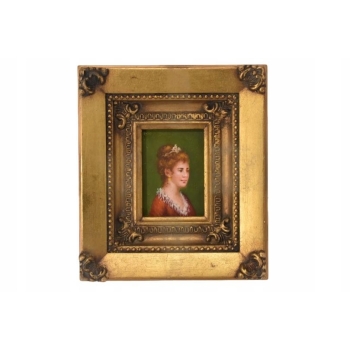 Portret Kobiety Arystokratka w Sukni - Obraz Olejny - Złota Zdobiona Rama