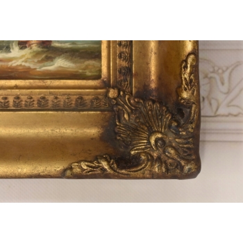 Okręt w Czasie Sztormu - Statek Łódź - Obraz Marynistyczny - Złota Rama