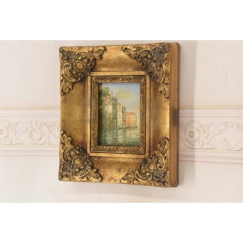 Wenecja - Włoski Pejzaż - Obraz Olejny - Złota Zdobiona Rama