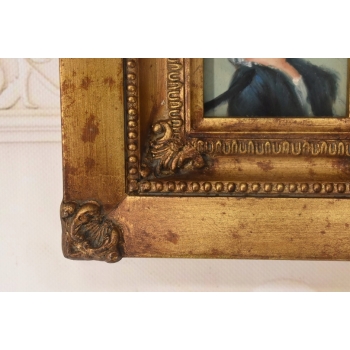 Portret Kobiety w Czerwonym Kapeluszu - Obraz Olejny Złota Zdobiona Rama