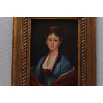 Portret Kobiety Japońska Arystokratka w Sukience - Obraz Olejny Złota Rama