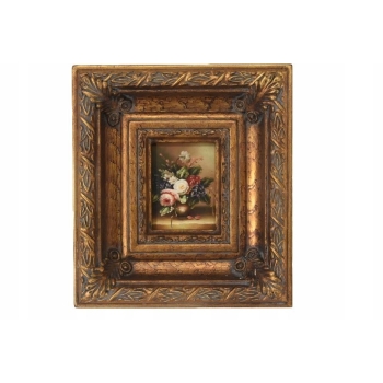 Kolorowe Kwiaty w Wazonie - Martwa Natura - Obraz Olejny - Zdobiona Rama