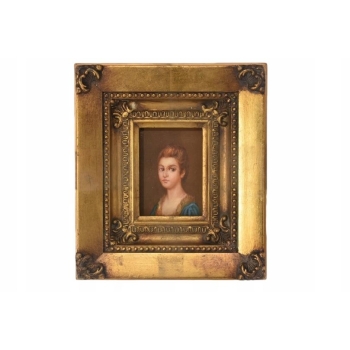 Portret Kobiety - Arystokratka w Sukni - Obraz Olejny Złota Rama