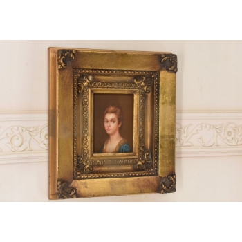 Portret Kobiety - Arystokratka w Sukni - Obraz Olejny Złota Rama