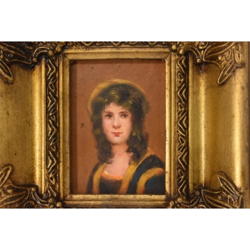 Dziewczyna w Kapeluszu - Portret Kobiety - Obraz Olejny - Złota Rama