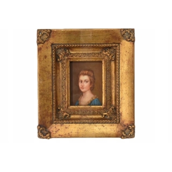 Portret Młodej Dziewczyny - Obraz Kobiety - Złota Zdobiona Rama