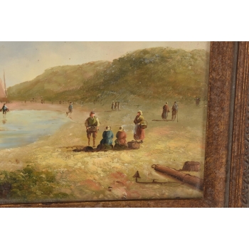 Dwie Łodzie Na Piaszczystej Plaży - Okręt Łódź - Marynistyczny Obraz Olejny