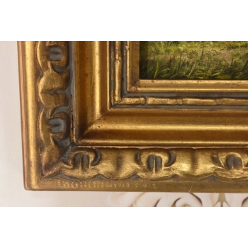 Dostojny Brązowy Koń Arabski - Konik - Obraz Olejny NA Drewnie - Złota Rama