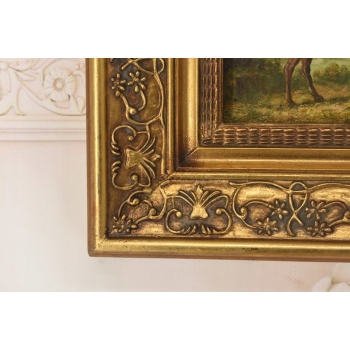 Piękny Brązowy Koń Arabski Na Pastwisku - Konik Obraz Olejny Zdobiona Rama