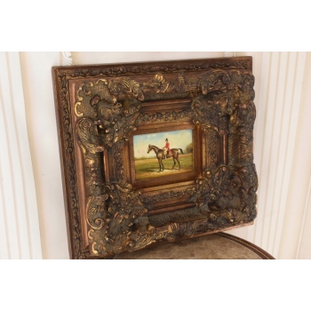Dżokej Na Koniu - Arystokrata - Obraz Olejny - Piękna Zdobiona Rama