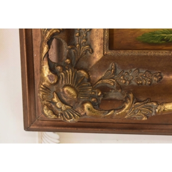 Scena Rodzajowa - Stado Kur w Zagrodzie - Kura Kogut - Obraz Olejny