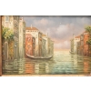 Włoski Pejzaż - Gondole Na Rzece w Wenecji - Obraz Olejny - Złota Rama