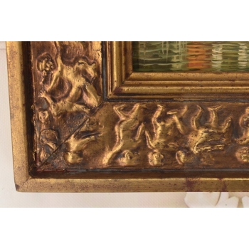 Włoski Pejzaż - Gondole Na Rzece w Wenecji - Obraz Olejny - Złota Rama