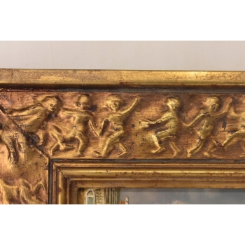 Włoski Pejzaż - Gondole Na Rzece w Wenecji - Obraz Olejny - Złota Rama