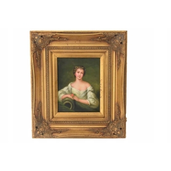 Siedząca Arystokratka w Sukni - Portret Kobiety - Obraz Olejny - Rama