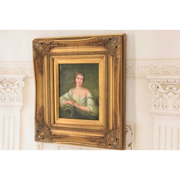Siedząca Arystokratka w Sukni - Portret Kobiety - Obraz Olejny - Rama