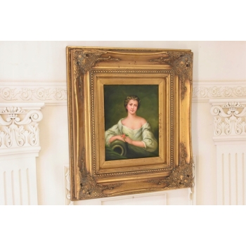 Siedząca Arystokratka w Sukni - Portret Kobiety - Obraz Olejny - Rama