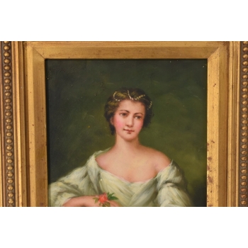 Siedząca Arystokratka w Sukni - Portret Kobiety - Obraz Olejny - Rama