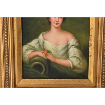 Siedząca Arystokratka w Sukni - Portret Kobiety - Obraz Olejny - Rama