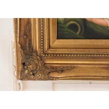 Siedząca Arystokratka w Sukni - Portret Kobiety - Obraz Olejny - Rama