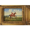 Jeździec Na Koniu z Psem Myśliwym - Dżokej - Obraz Olejny - Złota Rama