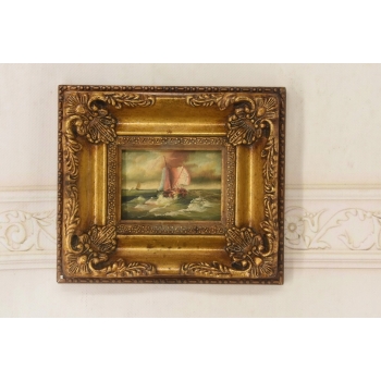 Sztorm - Statek na Wzburzonym Morzu - Marynistyczny Obraz Olejny - Rama