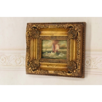 Sztorm - Statek na Wzburzonym Morzu - Marynistyczny Obraz Olejny - Rama