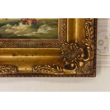 Sztorm - Statek na Wzburzonym Morzu - Marynistyczny Obraz Olejny - Rama