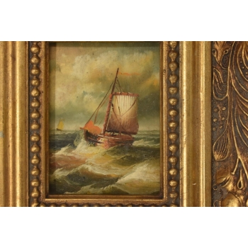 Statek Płynący Przez Wzburzone Morze - Sztorm - Marynistyczny Obraz Olejny