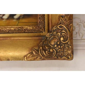 Mały Kotek - Kocur Kot - Obraz Olejny Na Desce - Złota Rama - Prezent