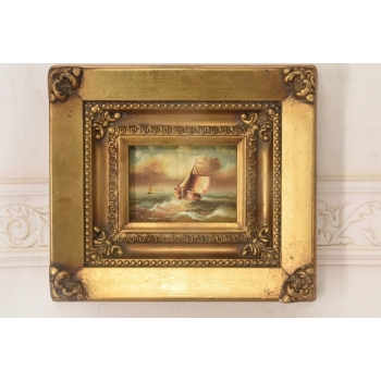 Statek Płynący Przez Wzburzone Morze - Sztorm - Marynistyczny Obraz Olejny