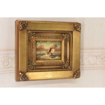 Statek Płynący Przez Wzburzone Morze - Sztorm - Marynistyczny Obraz Olejny