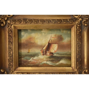 Statek Płynący Przez Wzburzone Morze - Sztorm - Marynistyczny Obraz Olejny