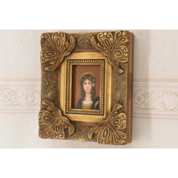 Dziewczyny w Kręconych Włosach - Obraz Olejny - Portret Kobiety Złota Rama