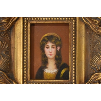 Dziewczyny w Kręconych Włosach - Obraz Olejny - Portret Kobiety Złota Rama