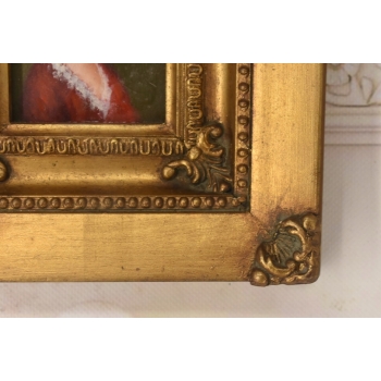 Portret Kobiety w Czerwonej Sukni Arystokratka - Obraz Olejny Ozdobna Rama