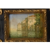 Włoski Pejzaż - Rzeka w Wenecji - Obraz Olejny - Złoto Czarna Rama