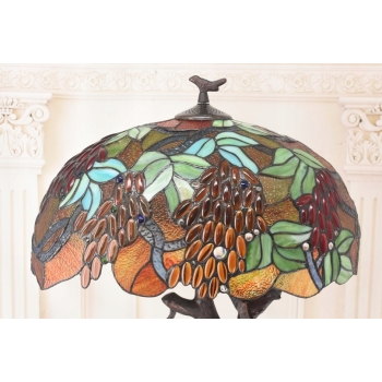 Lampa Witrażowa Tiffany Style - Szkło - Ptaszki na Gałęzi - Lampa Biuro