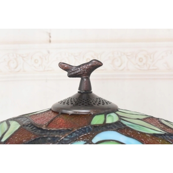 Lampa Witrażowa Tiffany Style - Szkło - Ptaszki na Gałęzi - Lampa Biuro