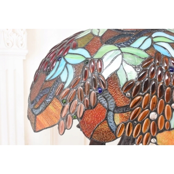 Lampa Witrażowa Tiffany Style - Szkło - Ptaszki na Gałęzi - Lampa Biuro
