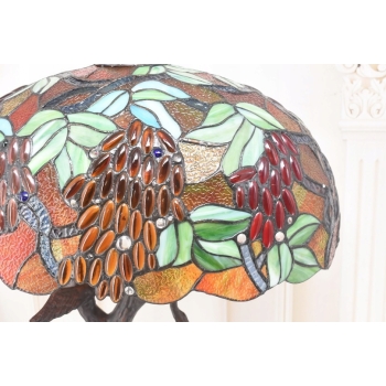 Lampa Witrażowa Tiffany Style - Szkło - Ptaszki na Gałęzi - Lampa Biuro