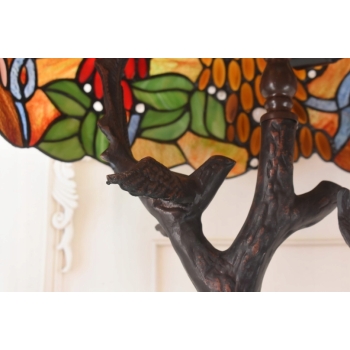 Lampa Witrażowa Tiffany Style - Szkło - Ptaszki na Gałęzi - Lampa Biuro