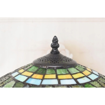 Lampa Witrażowa - Styl Tiffany Glass - Witraż - Ważki Zielona Biuro Ozdoba