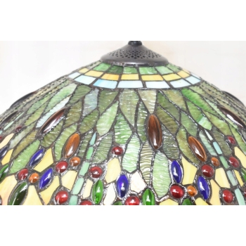 Lampa Witrażowa - Styl Tiffany Glass - Witraż - Ważki Zielona Biuro Ozdoba