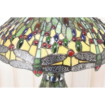 Lampa Witrażowa - Styl Tiffany Glass - Witraż - Ważki Zielona Biuro Ozdoba