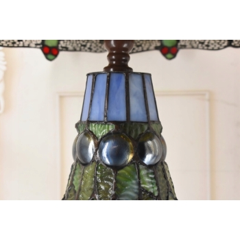 Lampa Witrażowa - Styl Tiffany Glass - Witraż - Ważki Zielona Biuro Ozdoba