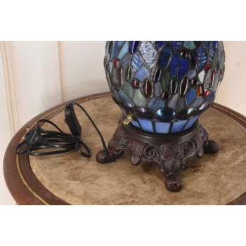 Lampa Witrażowa - Styl Tiffany Glass - Witraż - Ważki Niebieska Ozdoba